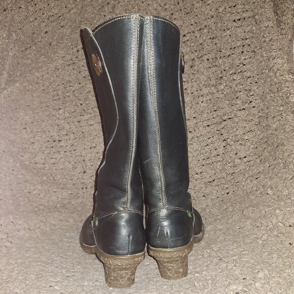 EL NATURALISTA-Black Leather-Side Zip-Calf High-Sz 38-HTF-Excellent - Picture 6 of 7